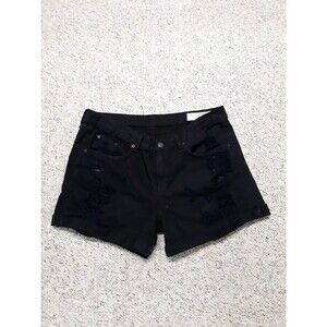 31 Rag & Bone High Rise Cuffed Distressed Shorts Color Black Rebel